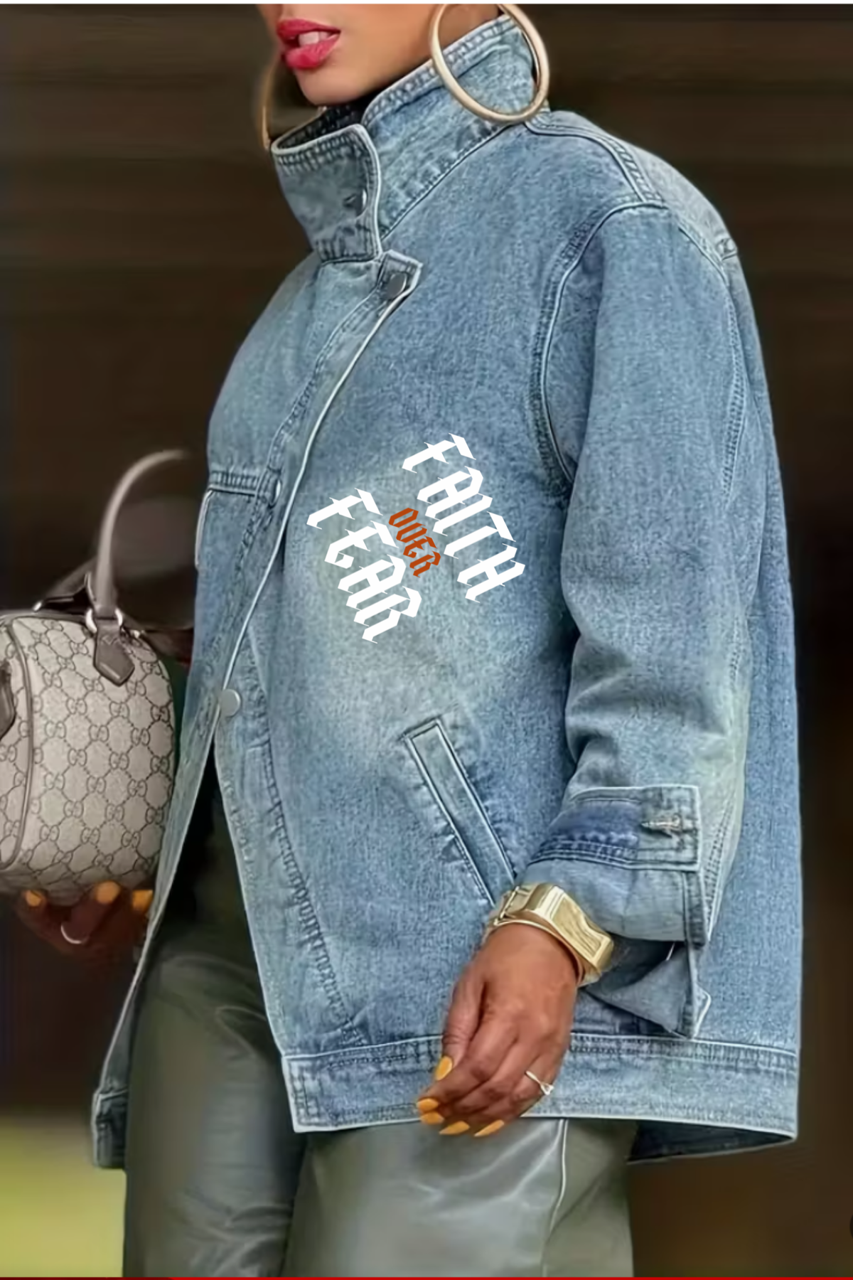 FAITH OVER FEAR DENIM JACKET