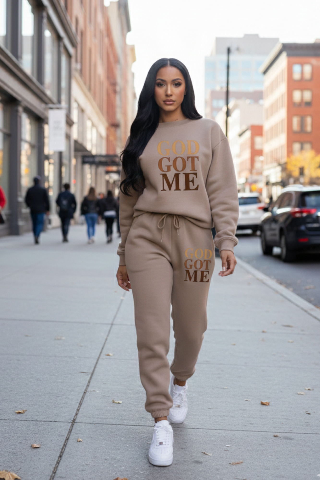 GOD GOT ME BROWN SWEATSHIRT SETS