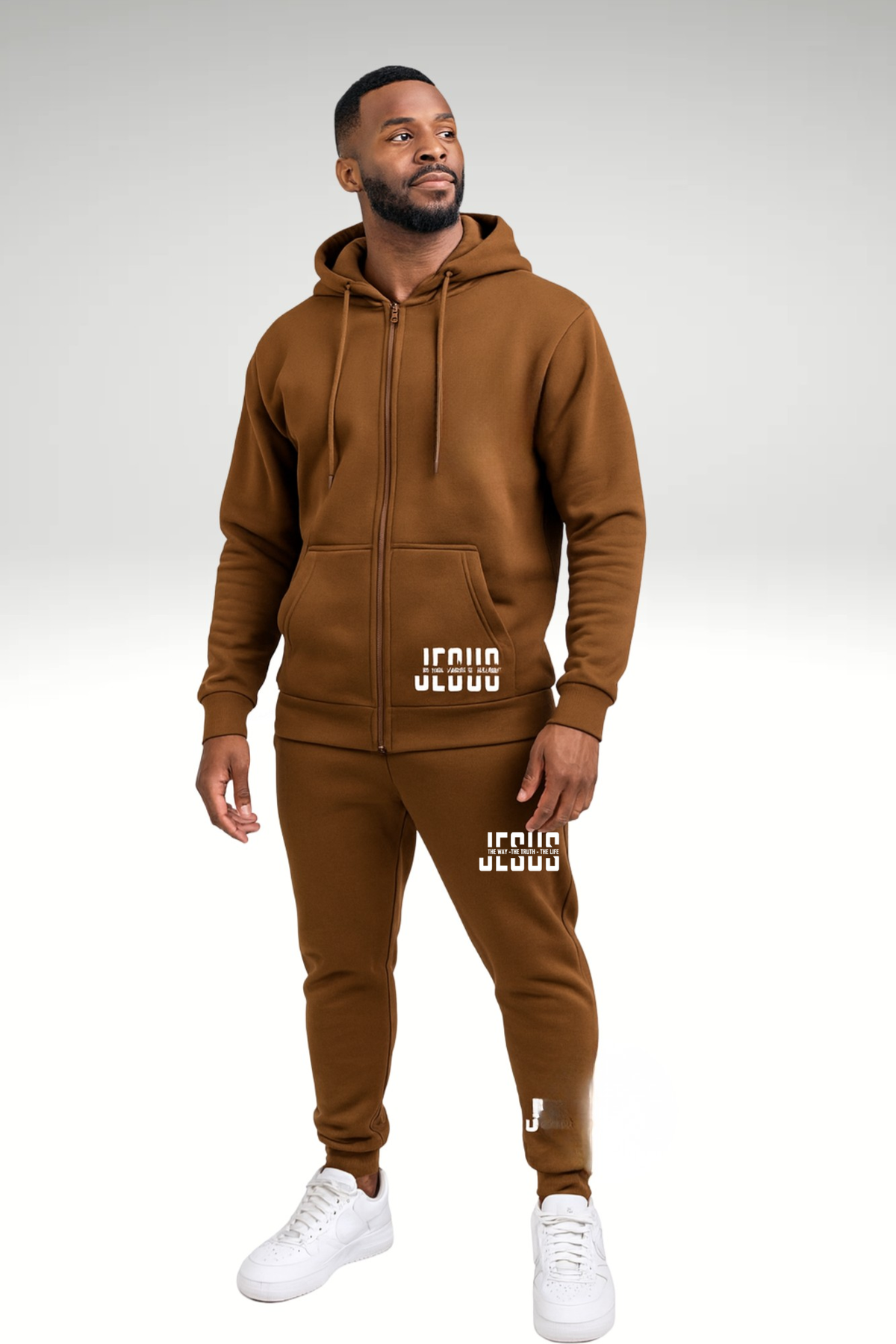JESUS IS THE WAY ZIPPER HOODIE SETS