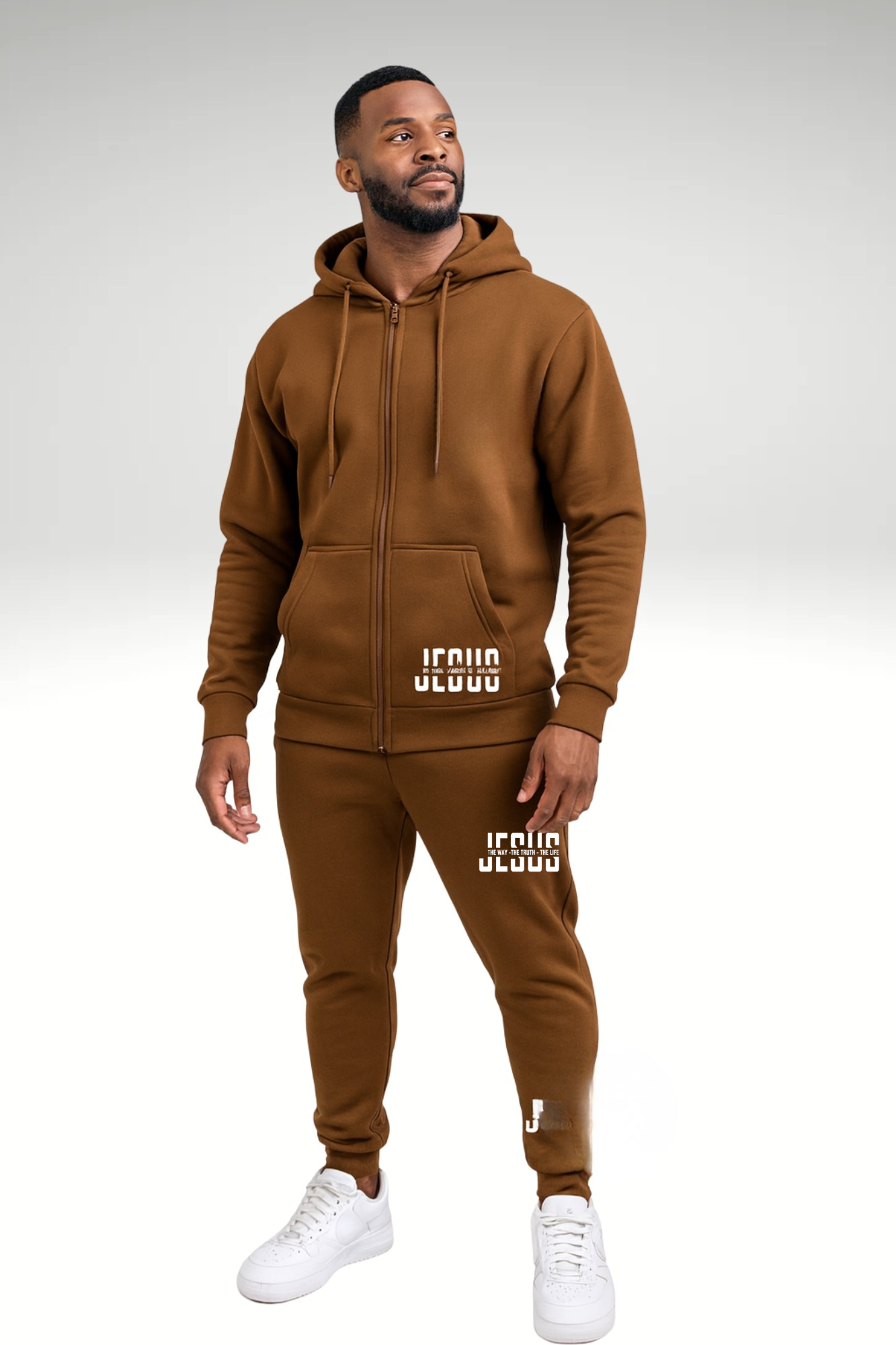 JESUS IS THE WAY ZIPPER HOODIE SETS