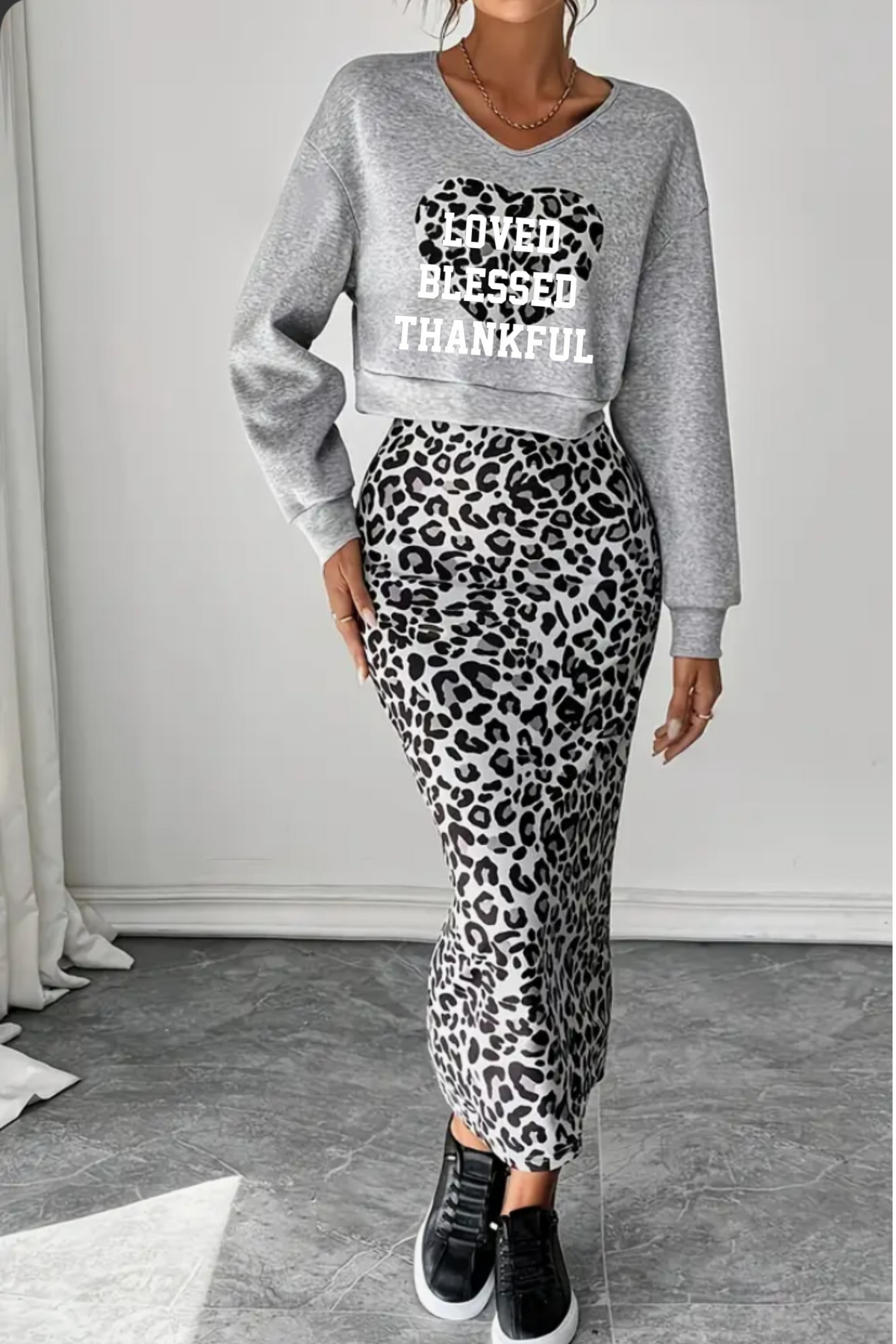 LOVED BLESSED THANKFUL 2-PIECE DRESS SET