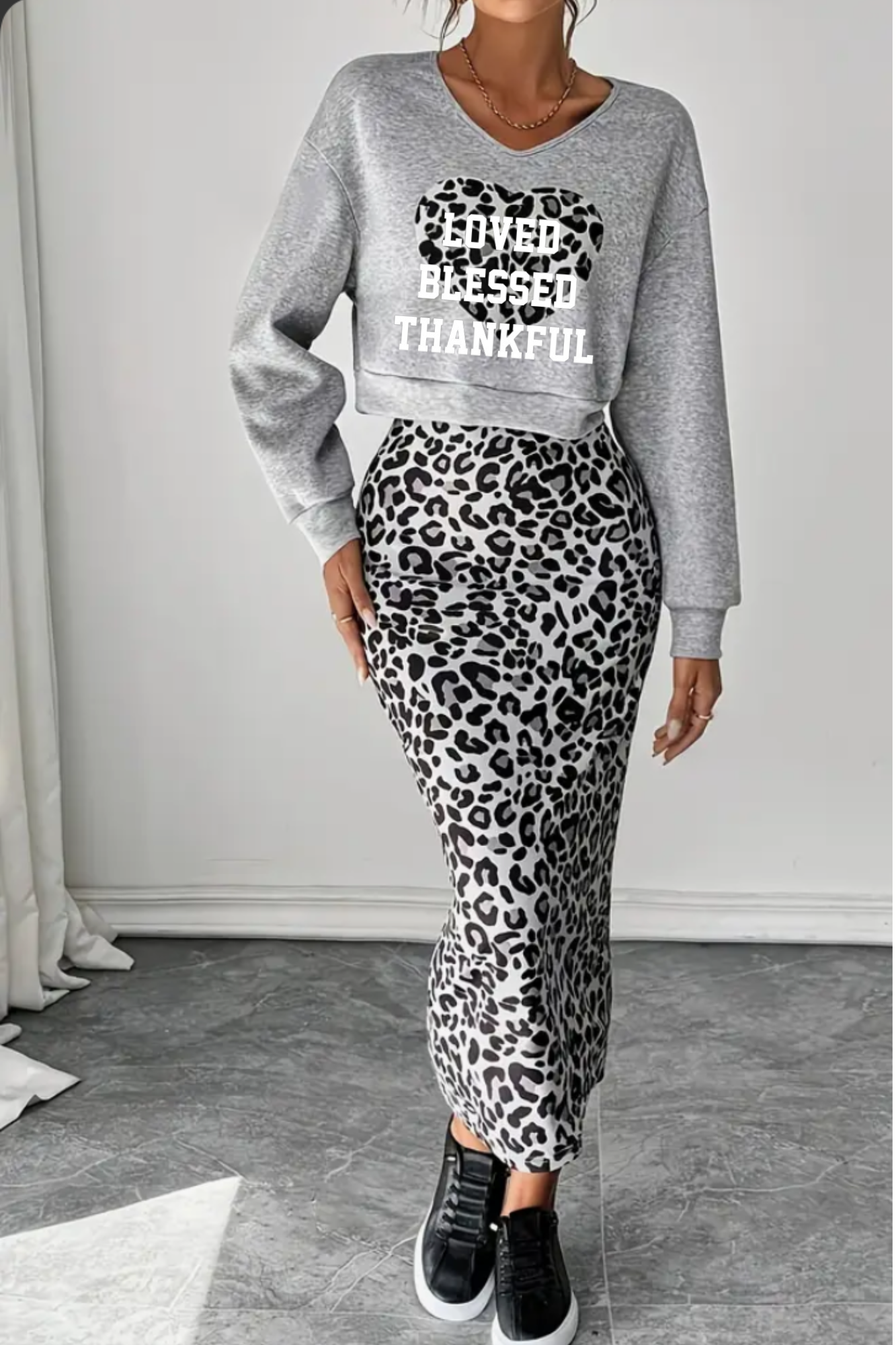 LOVED BLESSED THANKFUL 2-PIECE DRESS SET