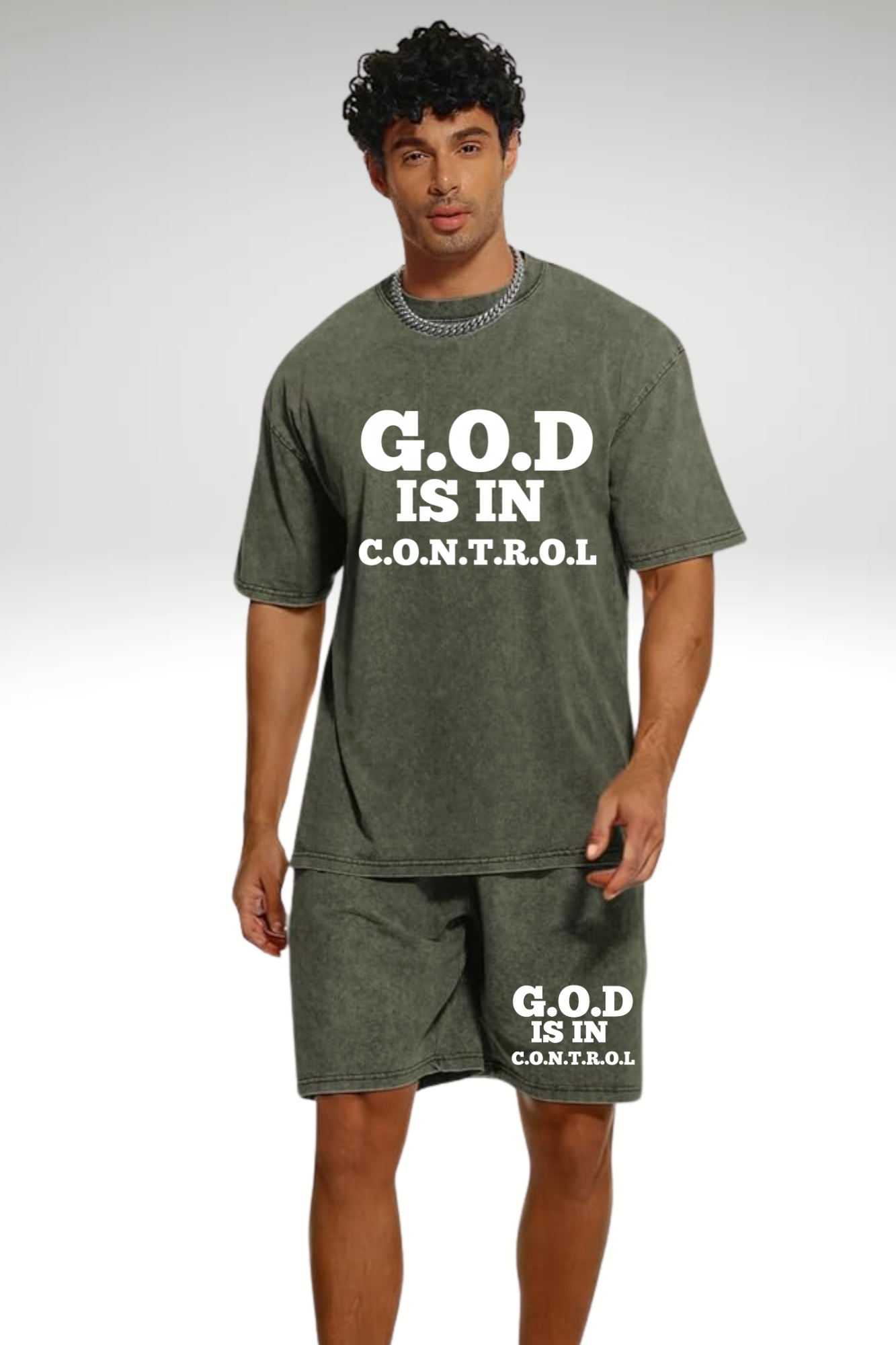 GOD IS IN CONTROL MENS SHORT SET