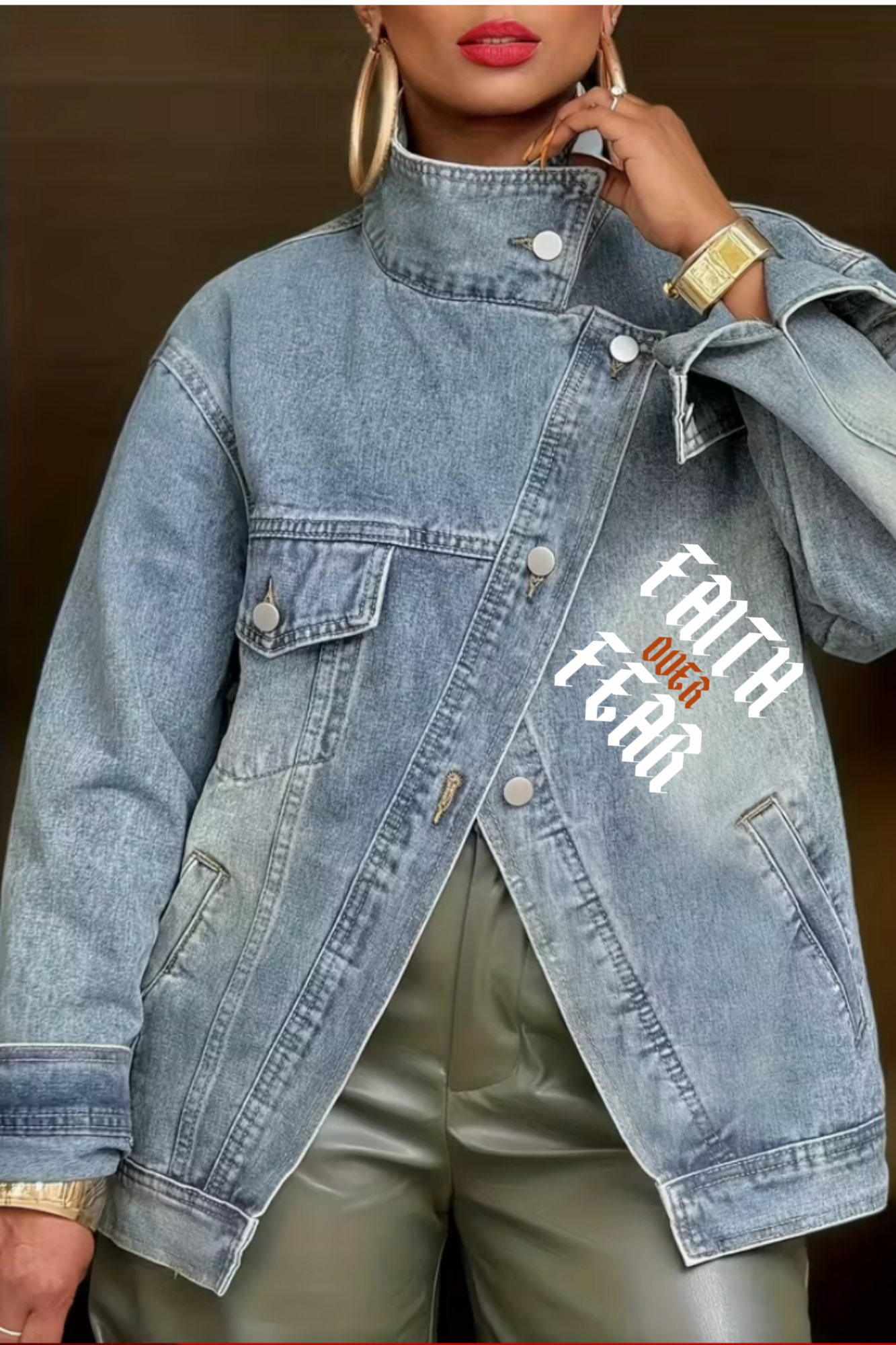 FAITH OVER FEAR DENIM JACKET