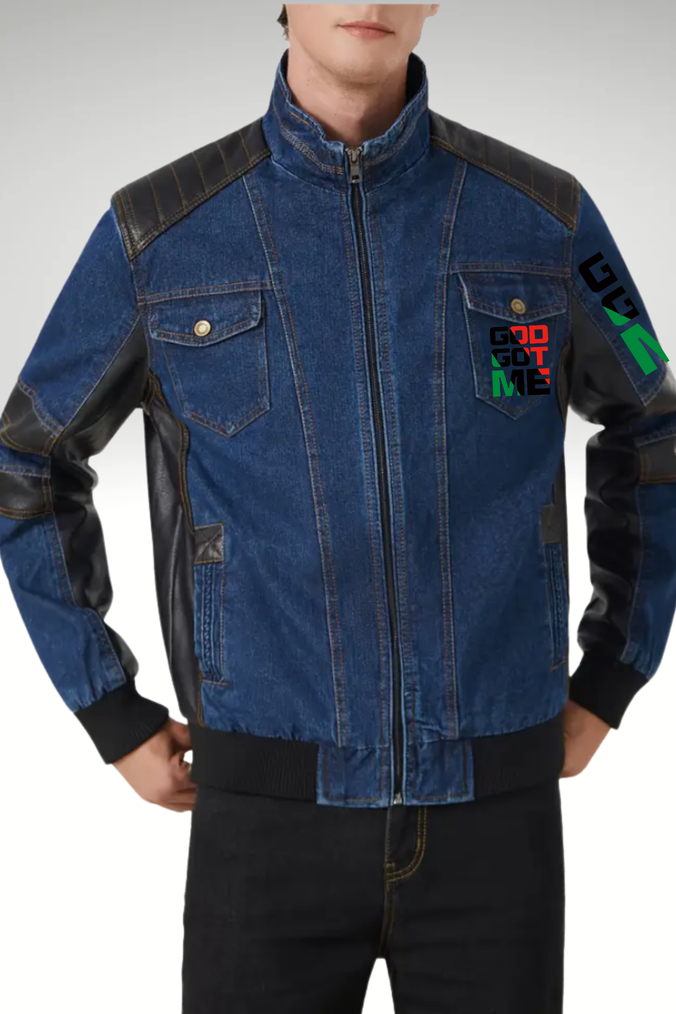 JUNETEENTH DENIM BIKER JACKET
