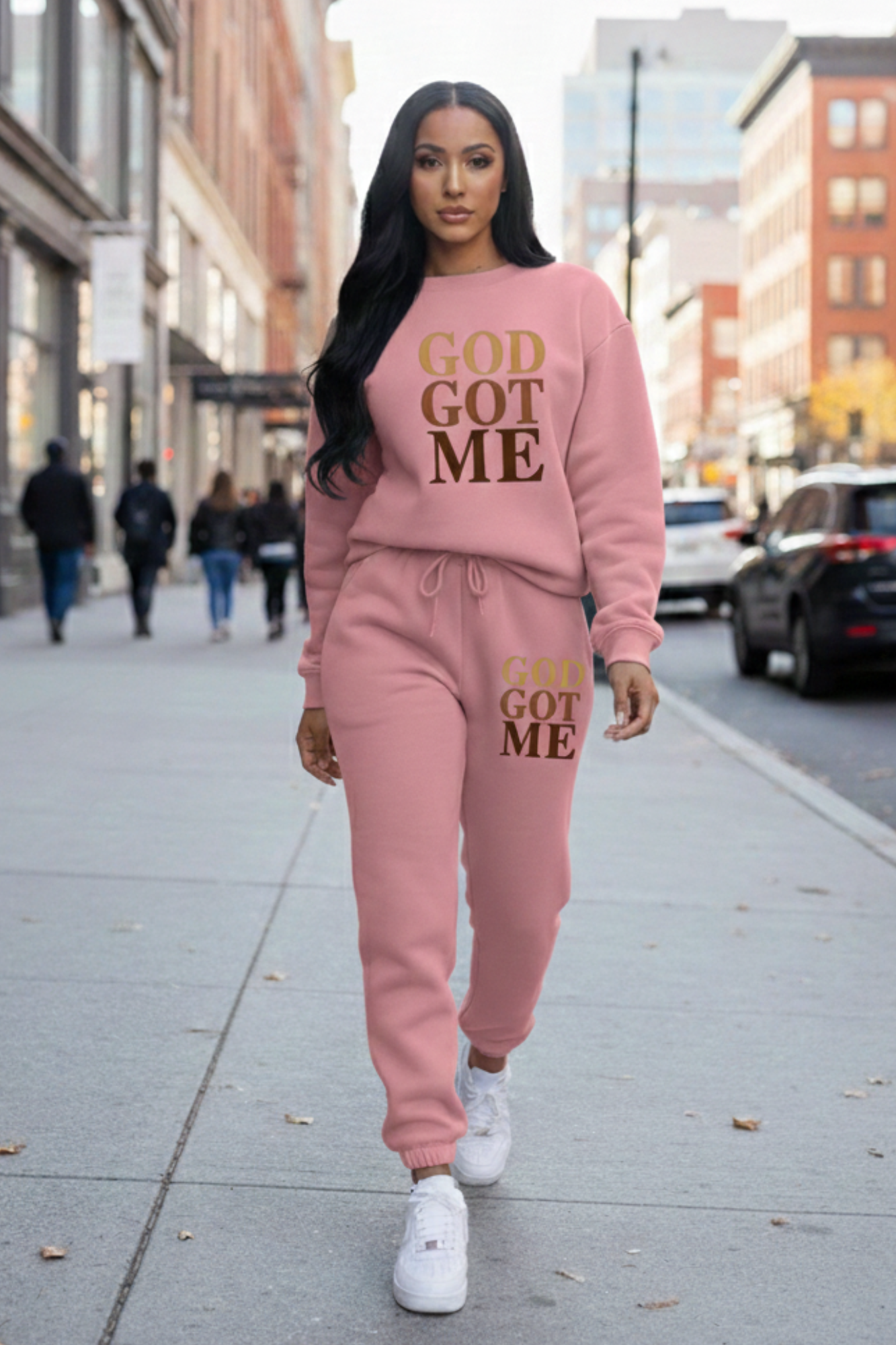 GOD GOT ME BROWN SWEATSHIRT SETS