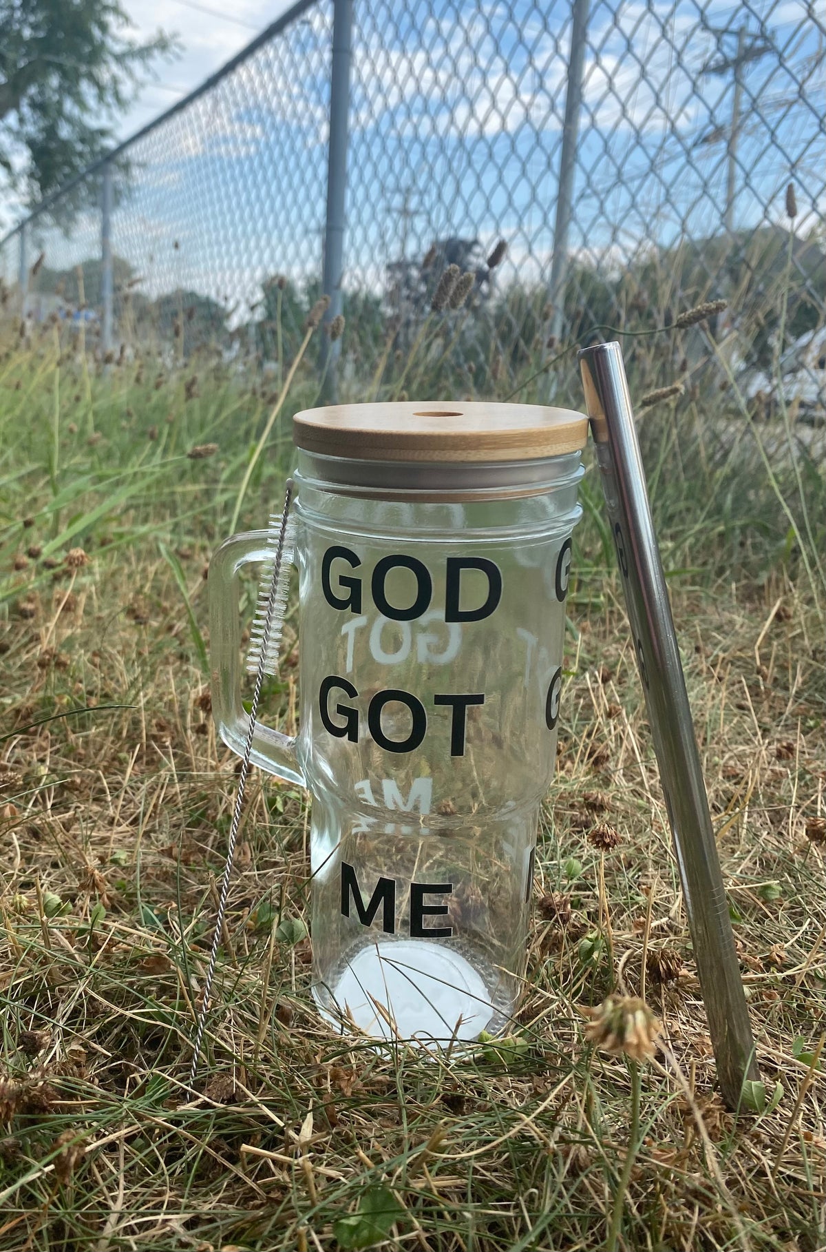 GOD GOT ME GLASS JAR