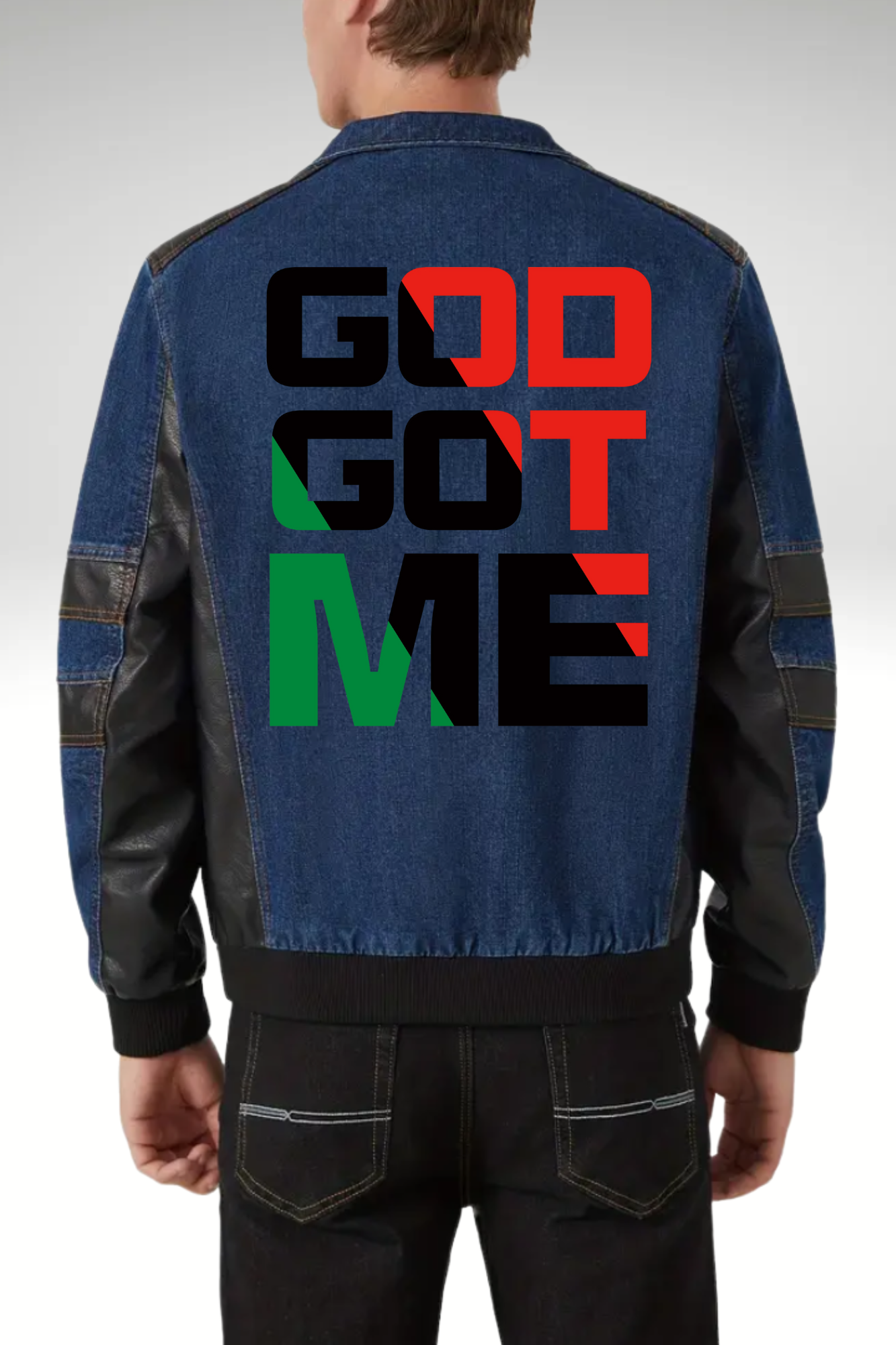 JUNETEENTH DENIM BIKER JACKET