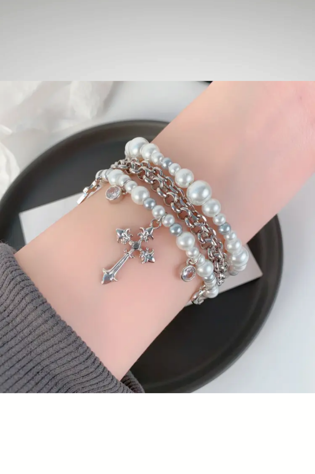PURE FAITH PEARL CROSS BRACELET