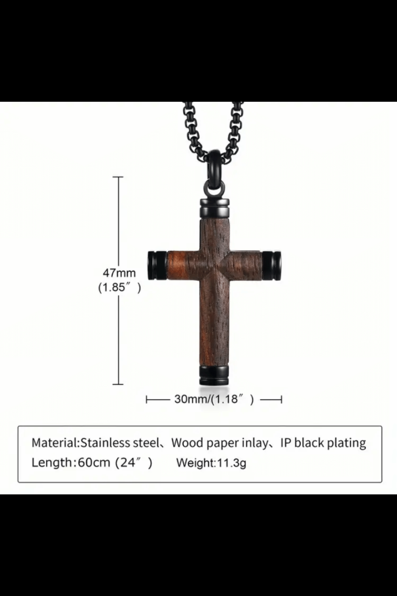 VINTAGE WOODEN CROSS NECKLACE