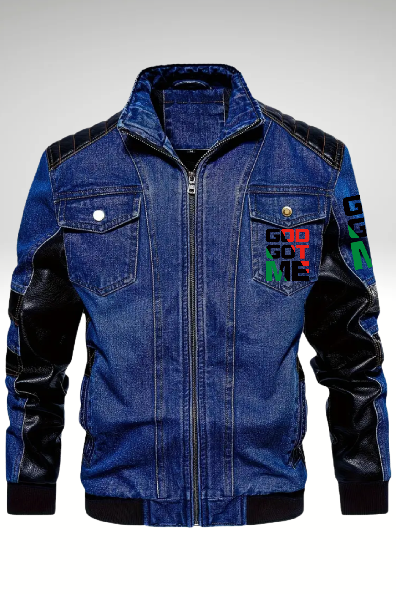 JUNETEENTH DENIM BIKER JACKET