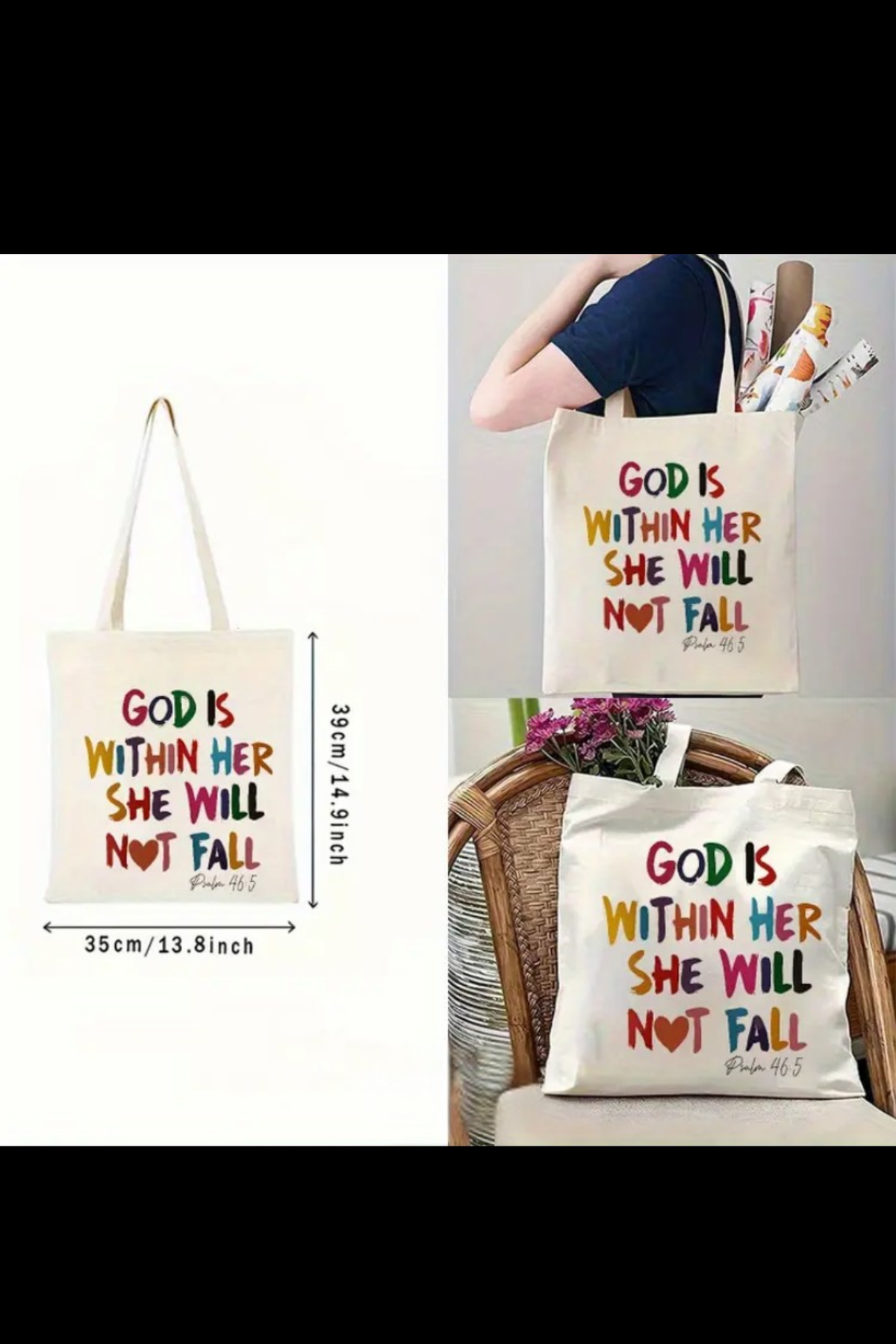 GOD IS WITH HER CANVAS BAG