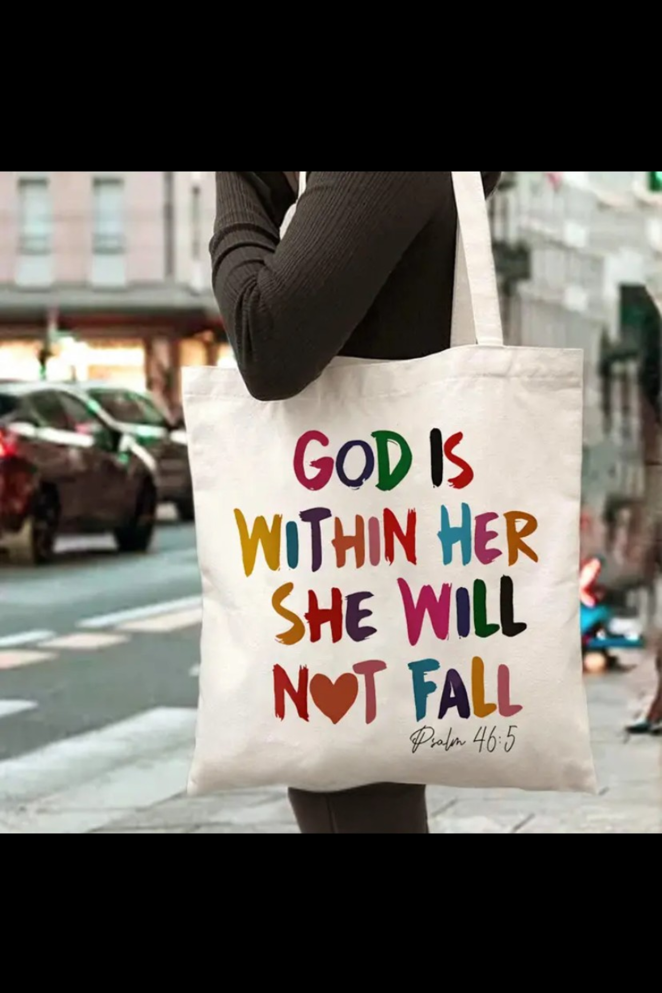 GOD IS WITH HER CANVAS BAG