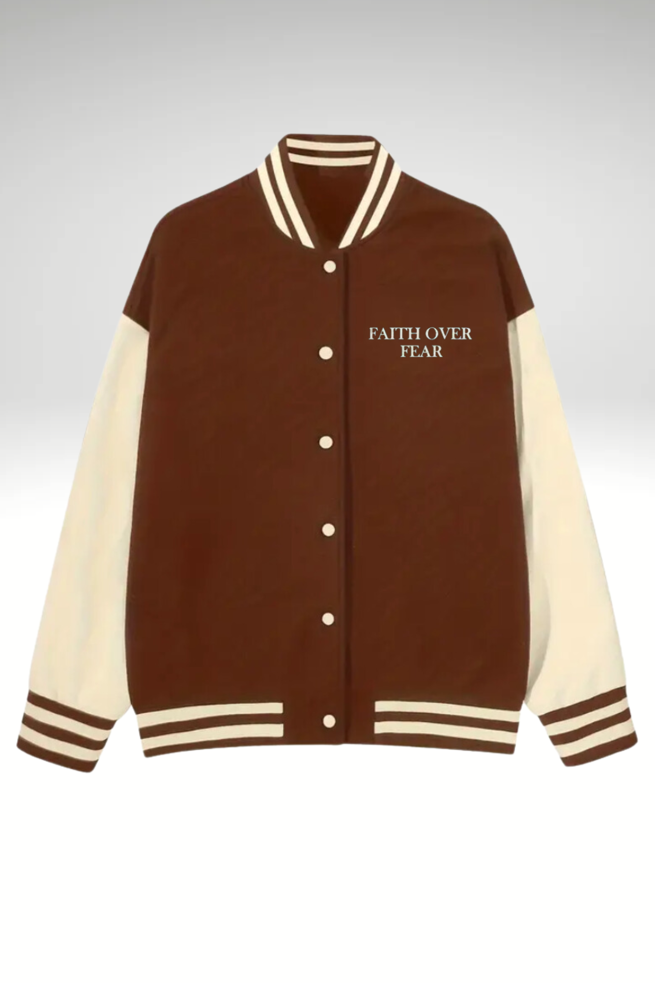 FAITH OVER FEAR WOMENS BASEBALL JACKET