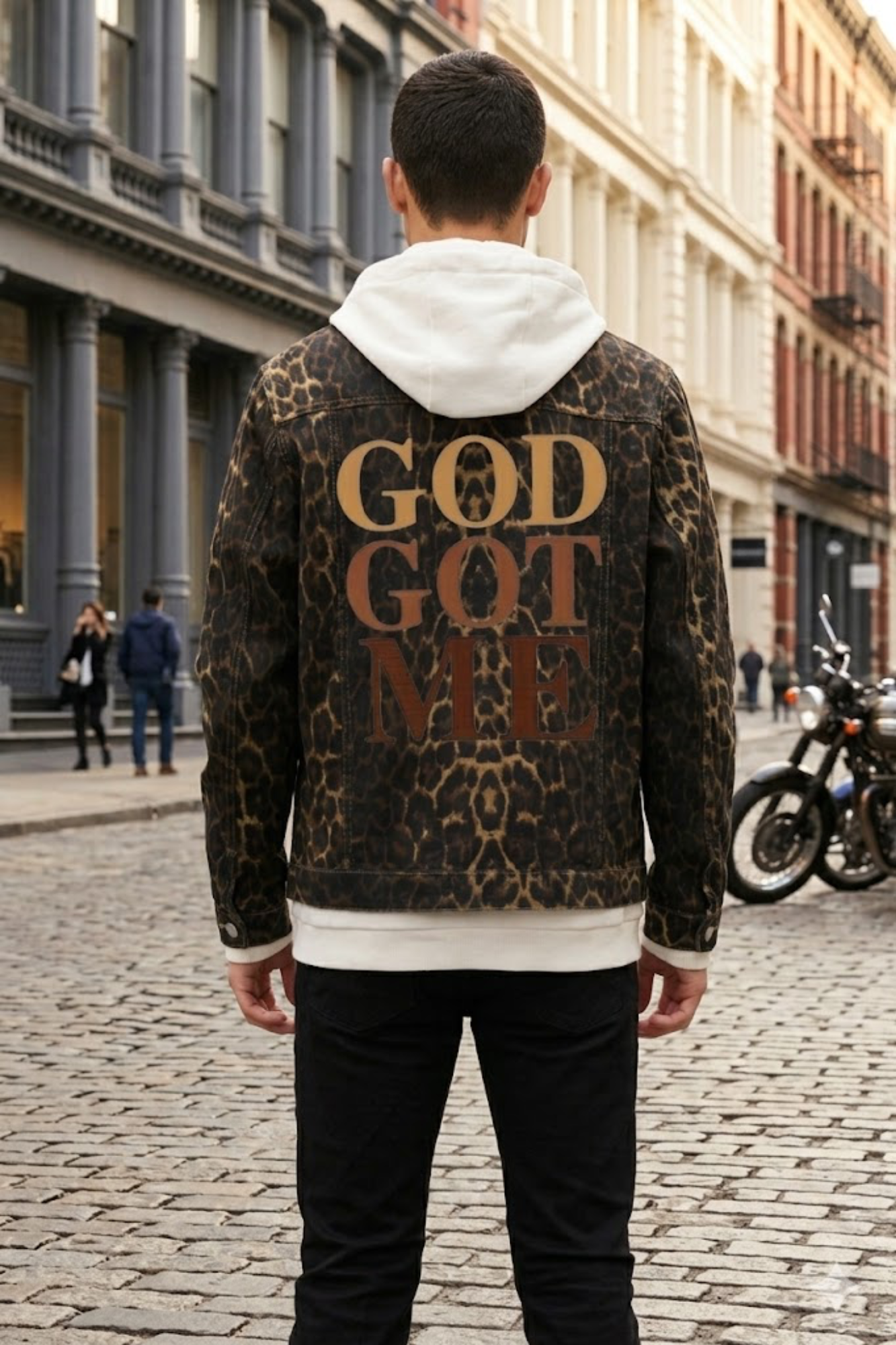 GOD GOT ME ANIMAL PRINT JACKET