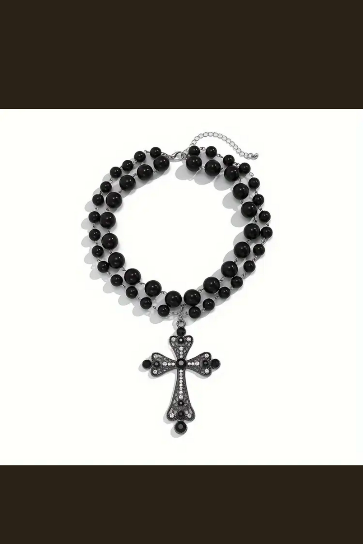 BLACK PEARLS CROSS NECKLACE