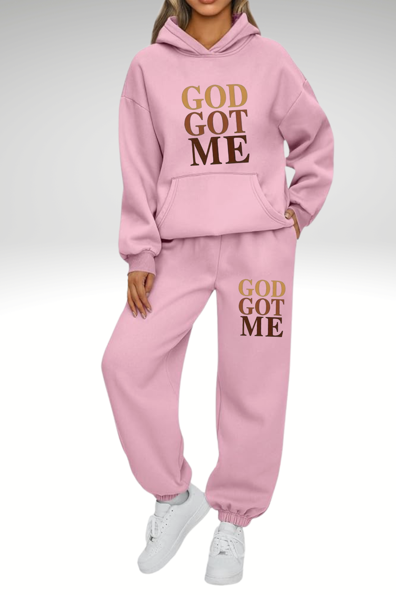 GOD GOT ME COFFEE BROWN SET