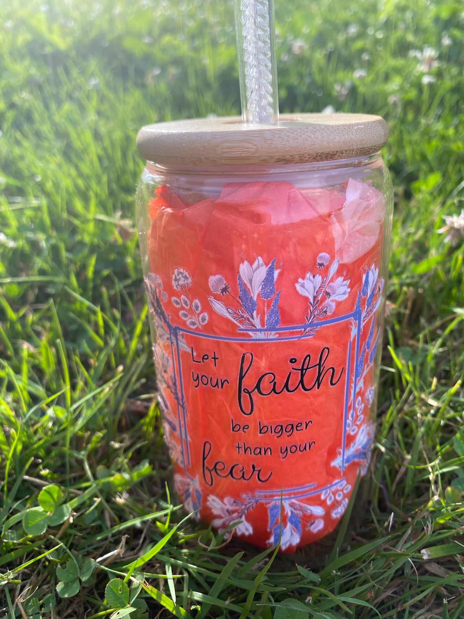 FAITH BIGGER THAN FEAR GLASS JAR