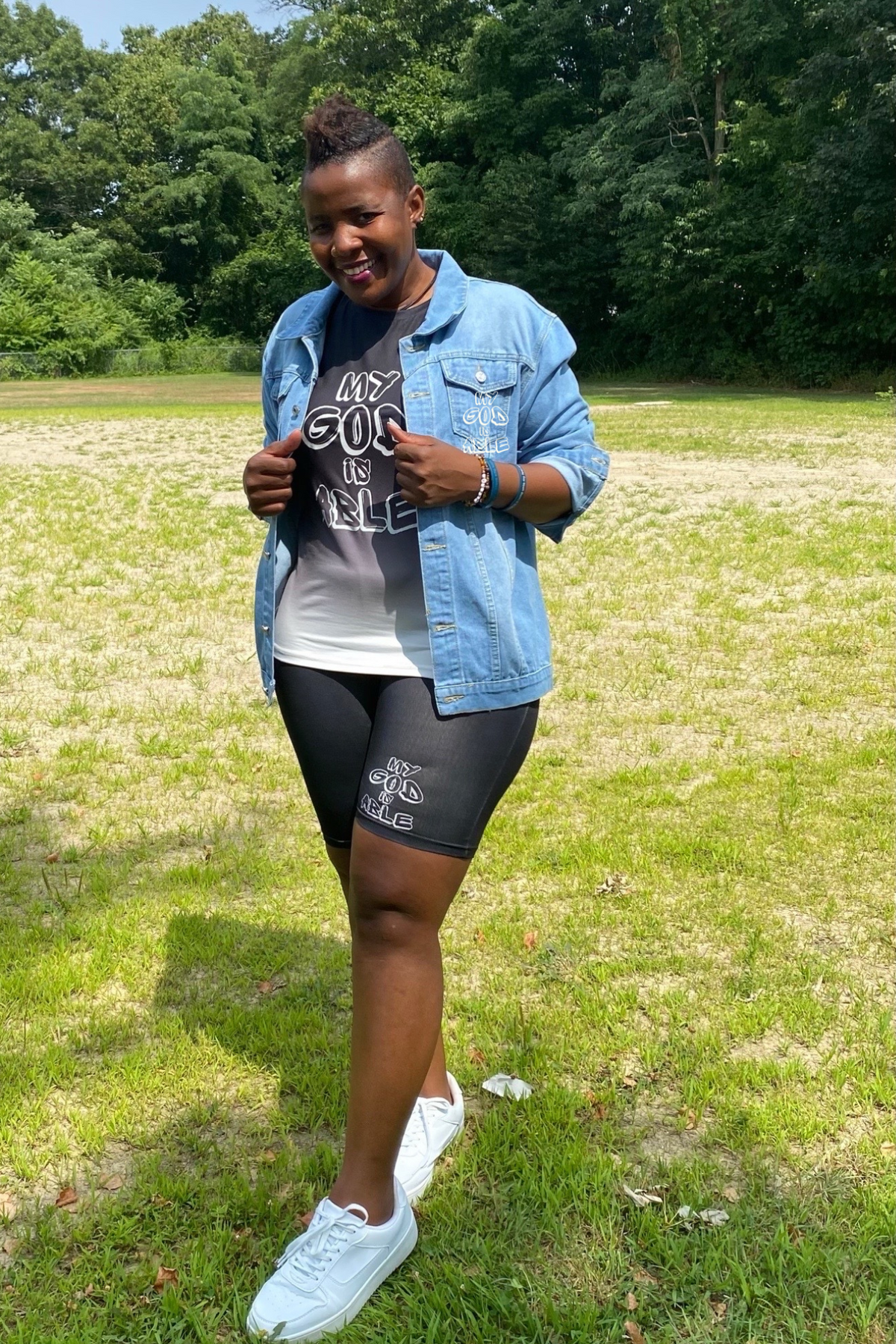 MY GOD IS ABLE WOMENS DENIM JACKET