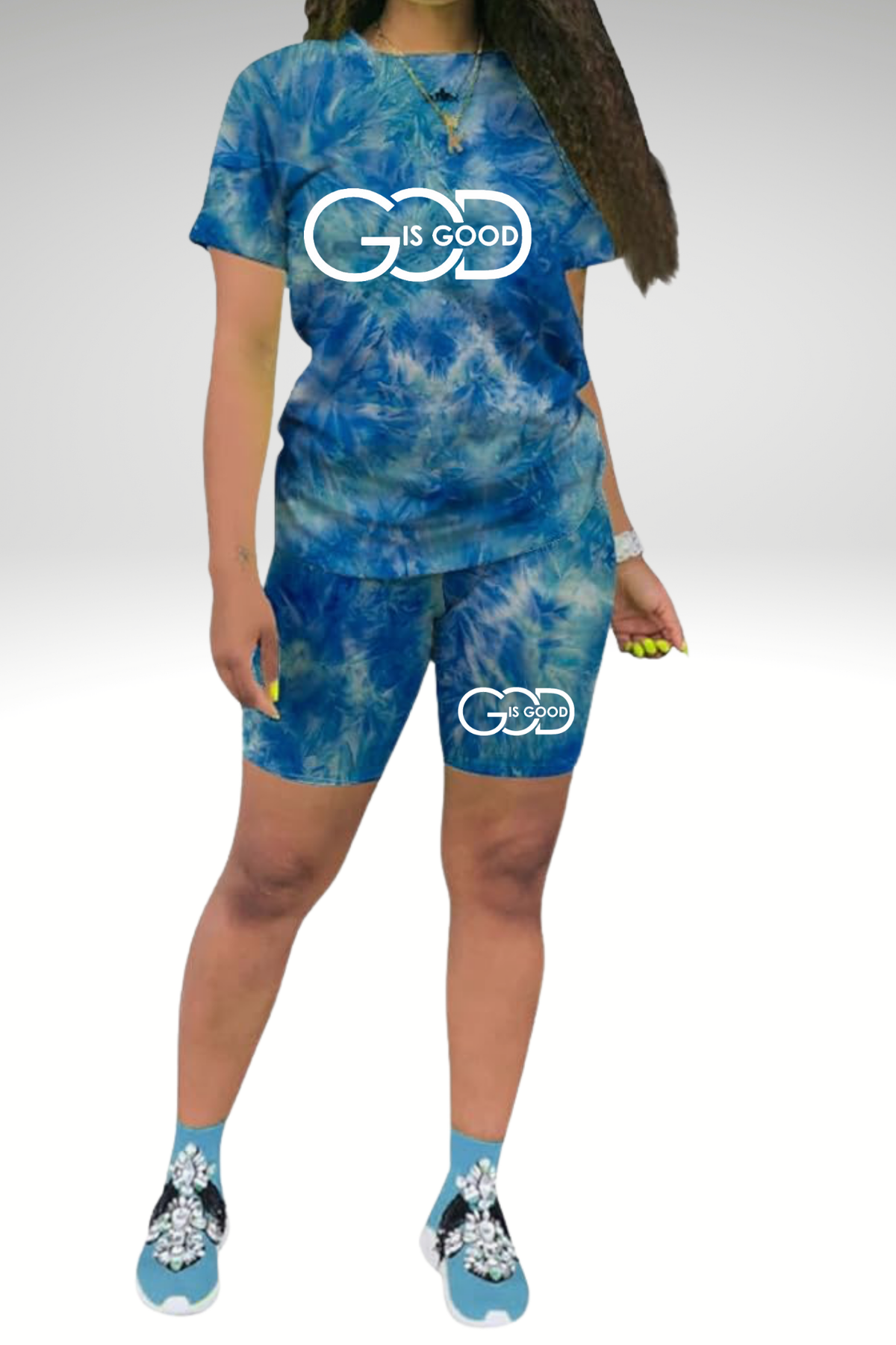 GOD IS GOOD WOMENS SHORT SETS