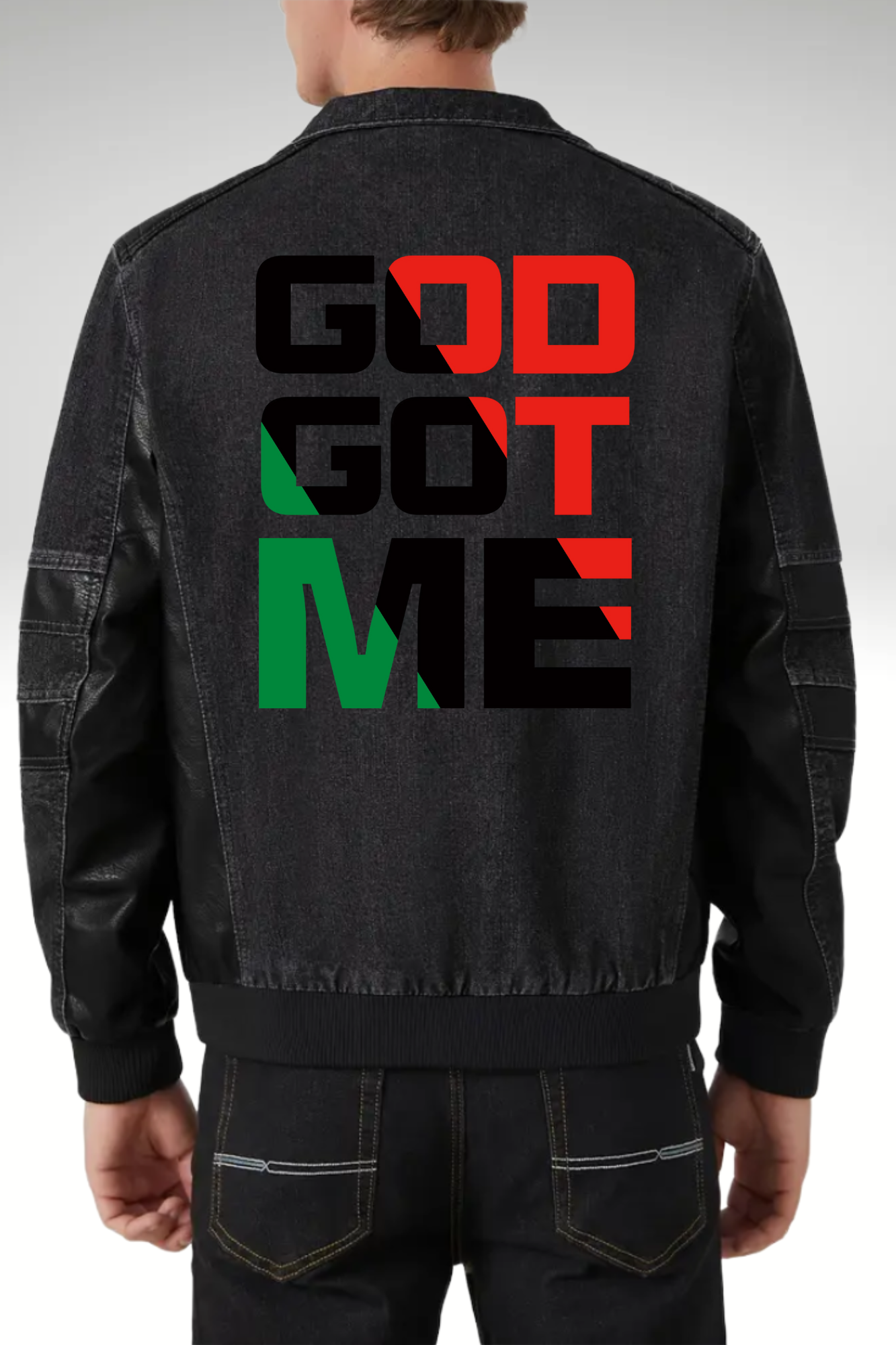 JUNETEENTH DENIM BIKER JACKET